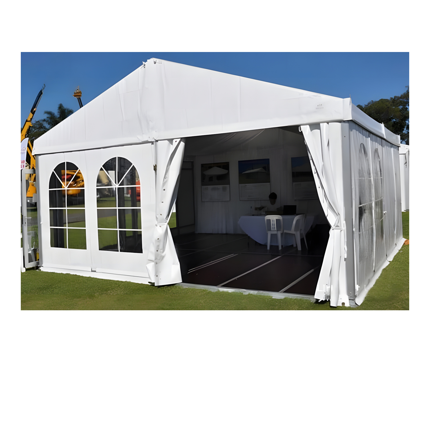20×30 structure tent rental from Acme Party and Tent with flooring, perfect for weddings, corporate events, and outdoor gatherings.