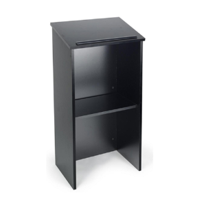 Black folding podium available to rent from ACME Party and Tent in Houston