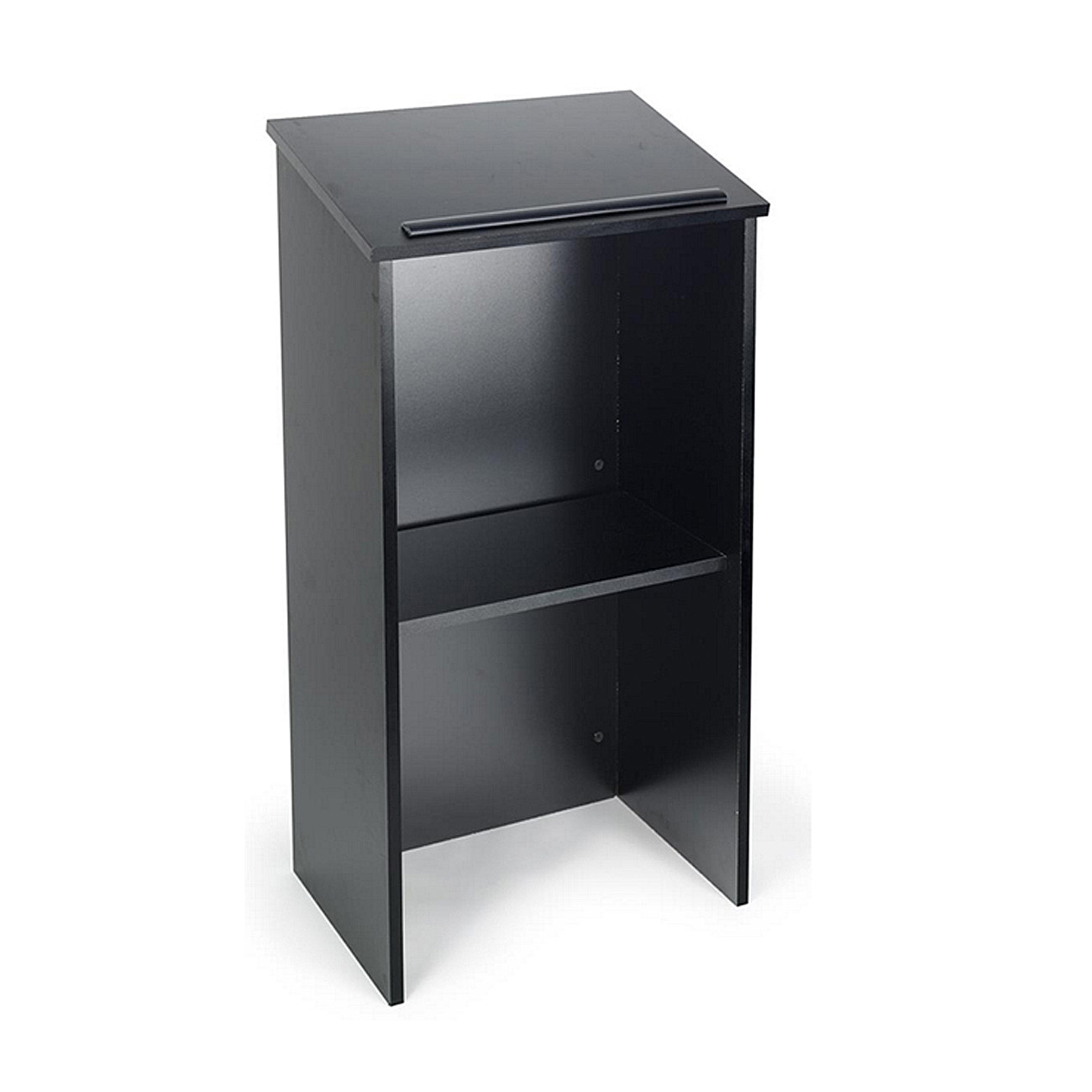 Black folding podium available to rent from ACME Party and Tent in Houston