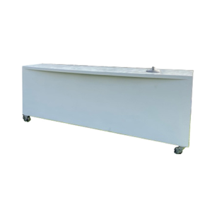 8' White Bar with Stainless Steel Top