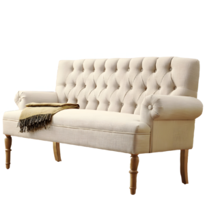 Settee Beige Loveseat Reception Lounge Sofa
