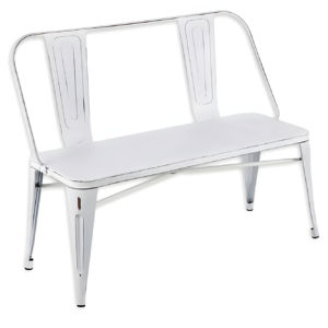 White Distressed Metal Bench