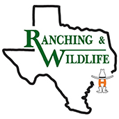 Ranching and Wildlife logo set inside a black Texas state outline