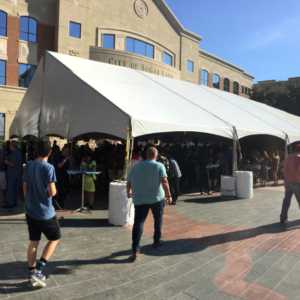 Keder track tent installed for a Houston event