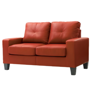 Red Tufted Leatherette Loveseat Reception Lounge Sofa