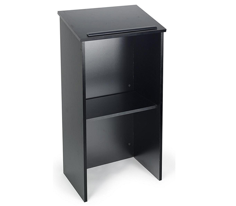 Black folding podium available to rent from ACME Party and Tent in Houston